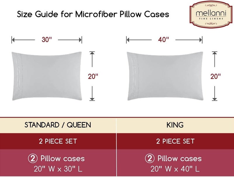 Mellanni Pillow Cases - Luxury, Extra Soft, Cooling Pillow Covers - 2 PC Iconic Collection Pillowcases - Envelope Closure (King 20" x 40", Light Gray) - Image 2