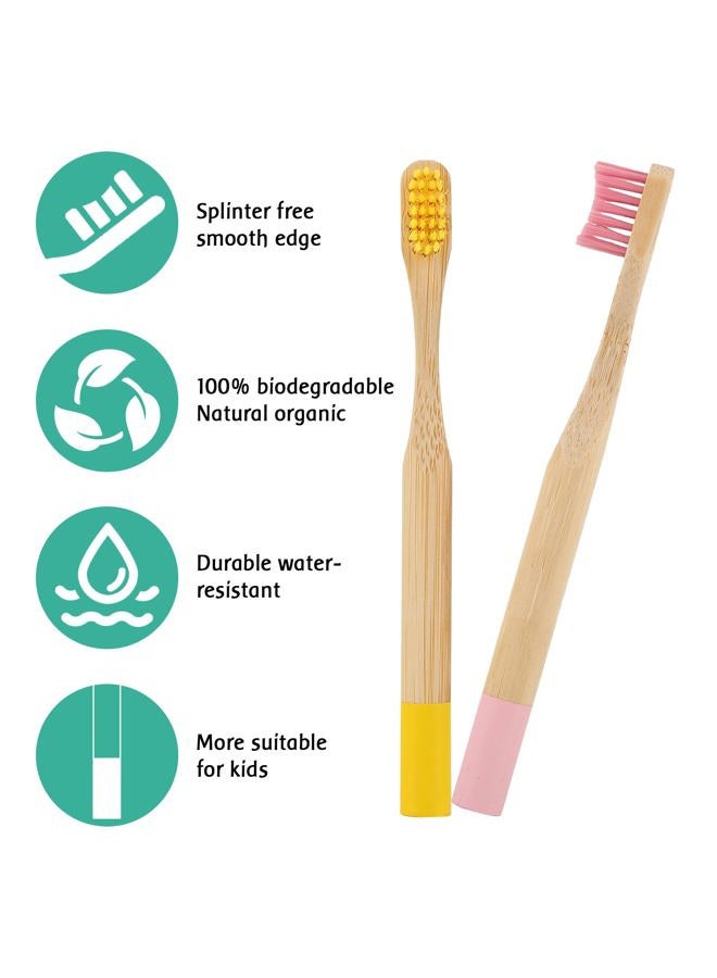 EcoFrenzy Kids Bamboo Toothbrush - Child size Soft BPA Free Color Safe Bristles (4 pack) - Image 2