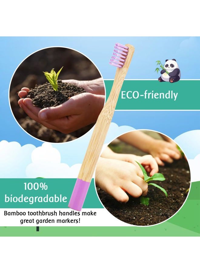 EcoFrenzy Kids Bamboo Toothbrush - Child size Soft BPA Free Color Safe Bristles (4 pack) - Image 3