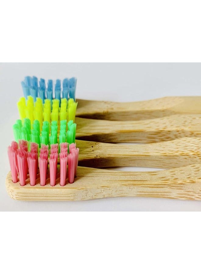 EcoFrenzy Kids Bamboo Toothbrush - Child size Soft BPA Free Color Safe Bristles (4 pack) - Image 5