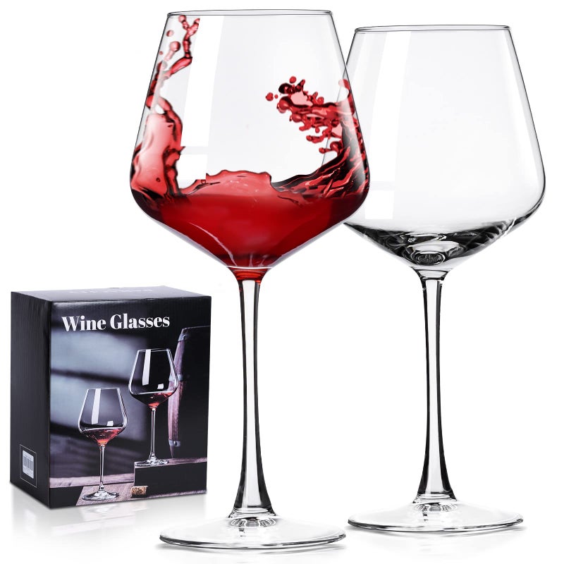 PARACITY Wine Glasses Set of 2 Hand Blown Crystal White and Red Wine Glasses Burgundy Wine Glass for Red and White Wine 16oz Red Wine Glasses for Women and Men