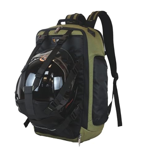 Ligo Motorcycle Cycling Helmet Backpack for Men Women, Large Capacity Waterproof Helmet Holder, School Backpack, Black & Olive - Image 1