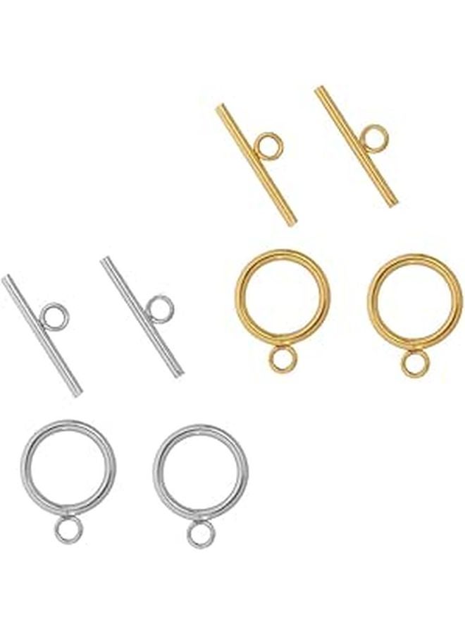 Stainless Steel Mixed Tone OT Buckle Jewelry Connectors 8 Set DIY Necklace Bracelet - Image 1