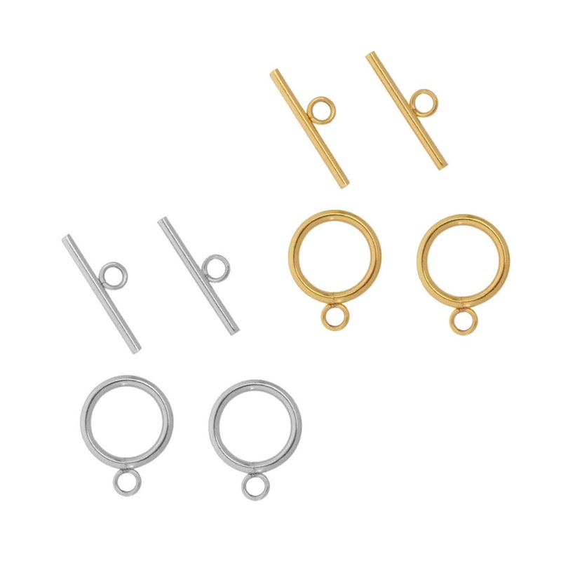 Stainless Steel Mixed Tone OT Buckle Jewelry Connectors 8 Set DIY Necklace Bracelet - Image 2
