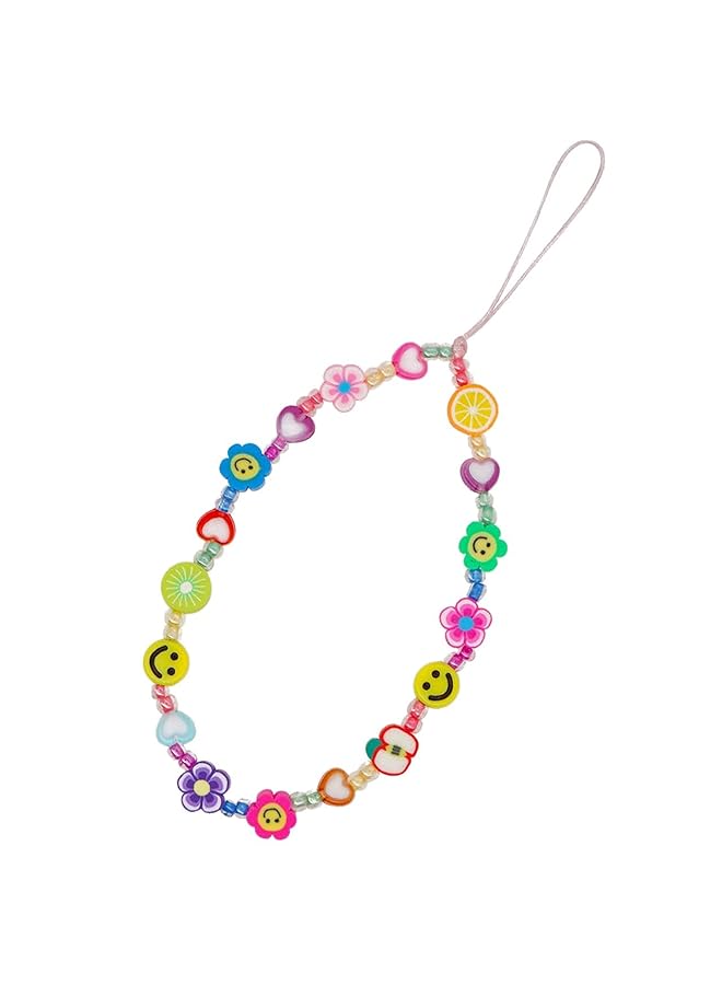 KASTWAVE 2Pcs Mobile Phone Charm Lanyard Beaded Wristband Smiley Fruit Star Beaded Mobile Phone Chain Strap Star Pearl Universal Mobile Lanyard Ladies Girls Summer Beach Accessories - Image 1