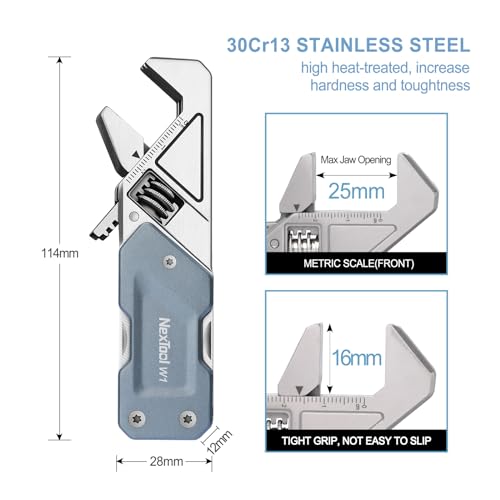 NexTool EDC Multi Tool, 6 in 1 Wrench Multitool with Knife, Flat/Phillips Screwdriver and Bottle Opener, Bike Multitool with 9 in 1 Bits Set and Nylon Pouch for Cycling Maintenancen, Household Repairs - Image 2
