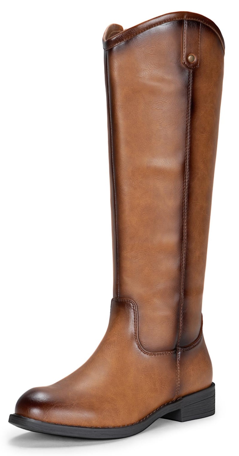 Vepose Women's Knee High Boots 956 Brown Zipper Casual Weather Tall Fashion Retro Vegan Boots for Women Size 9(CJY956 Brown pu 09) - Image 1