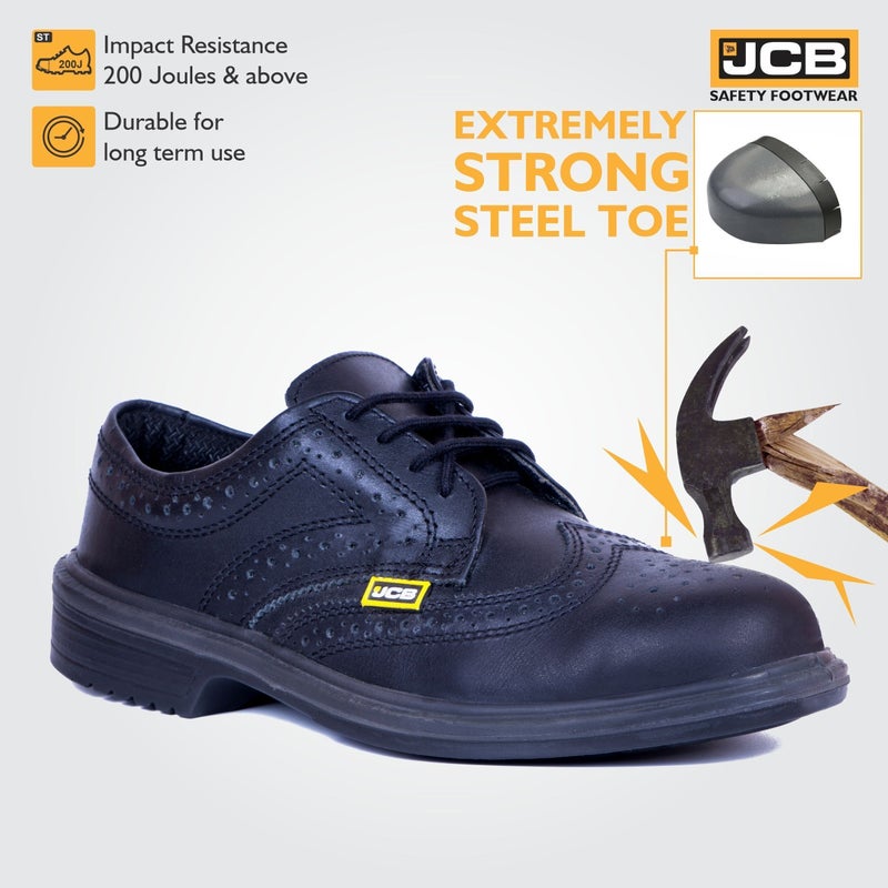 JCB حذاء جيسي بي التنفيذي بروغ جلد مصقول، رأس فولاذي، كثافة مزدوجة، مضاد للكهرباء الساكنة - Image 3