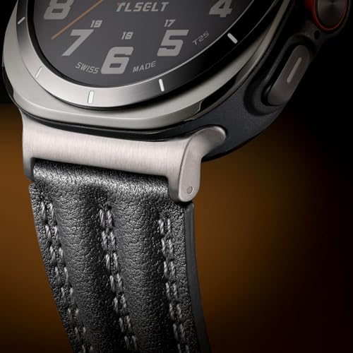 Tlselt Leather Band Compatible with Samsung Galaxy Watch Ultra 47mm(2025/2024), Genuine Leather Rugged Durable Classic Vintage Handcrafted Outdoor Business Travel Gift Samsung Watch Strap for Men - Image 2