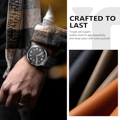 Tlselt Leather Band Compatible with Samsung Galaxy Watch Ultra 47mm(2025/2024), Genuine Leather Rugged Durable Classic Vintage Handcrafted Outdoor Business Travel Gift Samsung Watch Strap for Men - Image 4