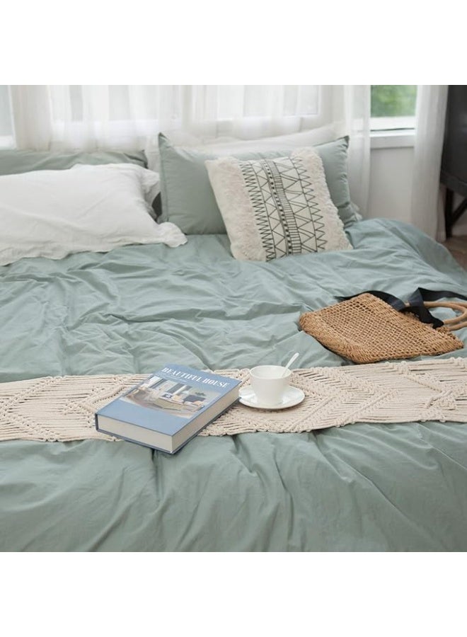 انتيكيانو مفرش طاولة مكرمية بوهو منسوج لديكور حفلات عيد الشكر والكريسماس، مفرش مصنوع يدويا من الكتان مع شراشيب لديكور المنزل وغرفة الطعام والمطبخ، 30.48 سم × 2.54 م - Image 2