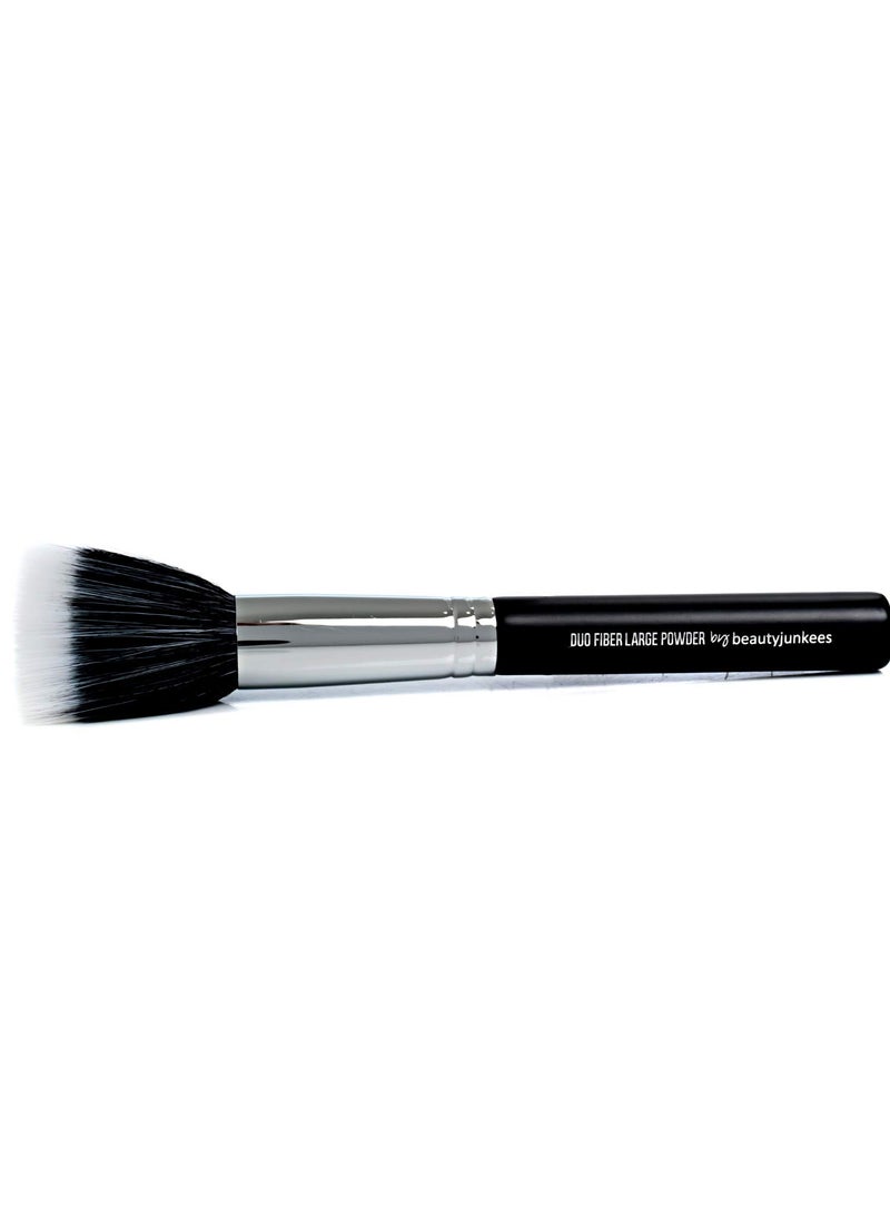 Beauty Junkees Large Powder Makeup Brush - Beauty Junkees Pro Flat Top Duo Fiber Synthetic Make Up Brushes, Blend Diffuse Loose, Pressed, Translucent Powders for Setting, Finishing, Bronzing, Vegan Cruelty Free 