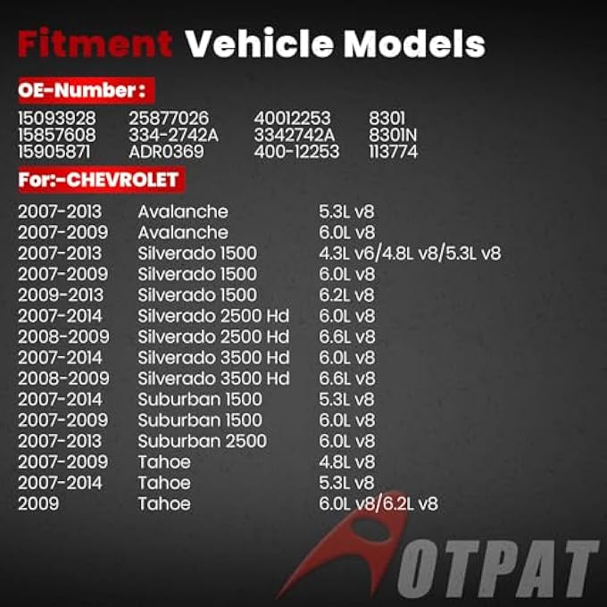 AOTPAT High Output Alternator for:-Chevy Silverado 1500 2500 3500 HD Classic Tahoe Avalanche Suburban 1500 2500,for:-GMC Yukon,for:-Cadillac Escalade Esv Ext,12V 160Amp,Alternador Motor OE#15093928 - Image 2