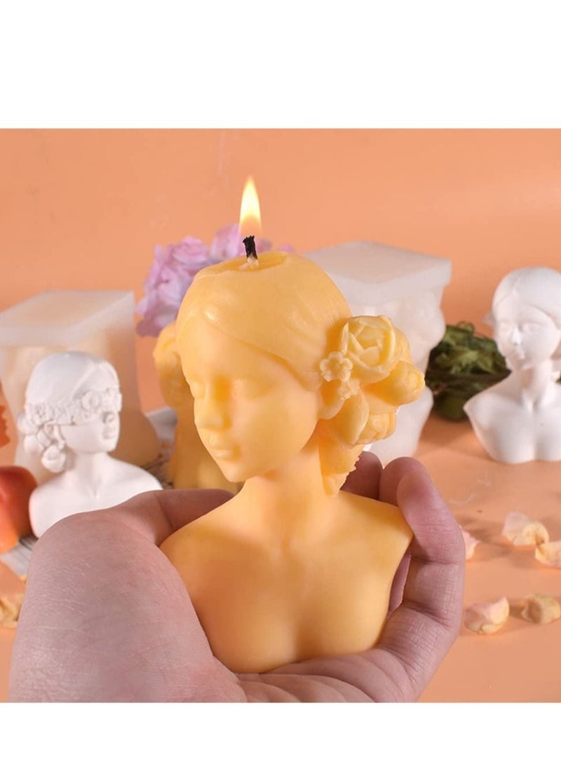 كابتن تيك 2pcs 3d Candle Molds Silicone Mold for Making, Closed Eye Girl and Blindfold Mold, Diy Plaster Soap Craft Making Tool - Image 5