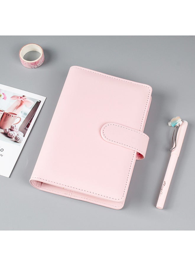 Dimension Stationery Korea Girl's Heart Macaron Loose-leaf Notebook Pu Hand Account Book Notebook Hand Account Book Travel Book - Image 1