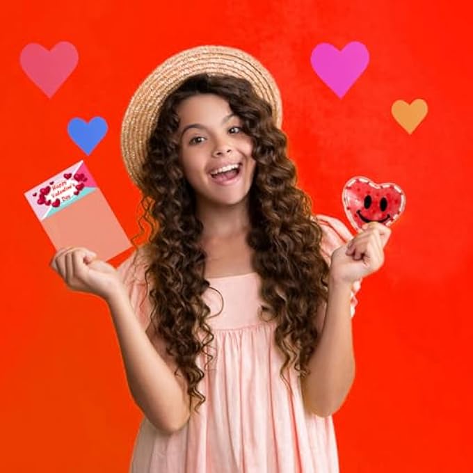 Cherislpy 24 Pack Valentines Day Gifts Cards with Heart Stress Balls Squishy Squeeze Toys Great for Adults Valentines Party Favors Valentine's Day Gifts - Image 5