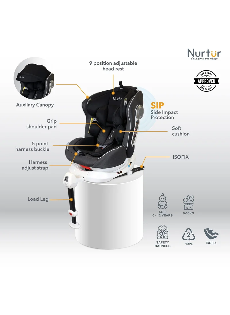 نورتر Liberty Baby Kids 4 In 1 Car Seat 360 Degree Rotation Leg Support Isofix  10 Level Adjustable Headrest With Canopy