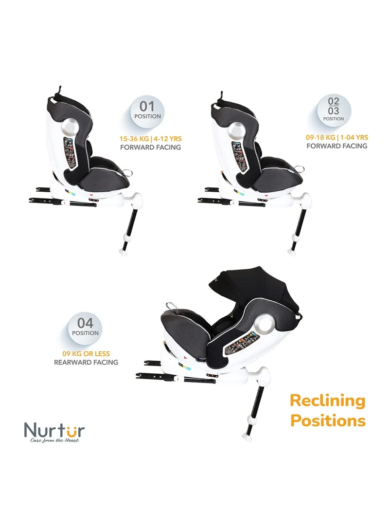 Nurtur Liberty Baby Kids 4 In 1 Car Seat 360 Degree Rotation Leg Support Isofix  10 Level Adjustable Headrest With Canopy