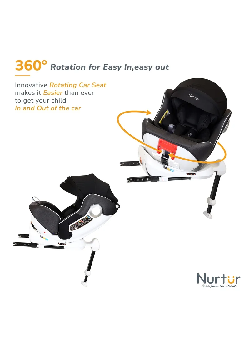 Nurtur Liberty Baby Kids 4 In 1 Car Seat 360 Degree Rotation Leg Support Isofix  10 Level Adjustable Headrest With Canopy