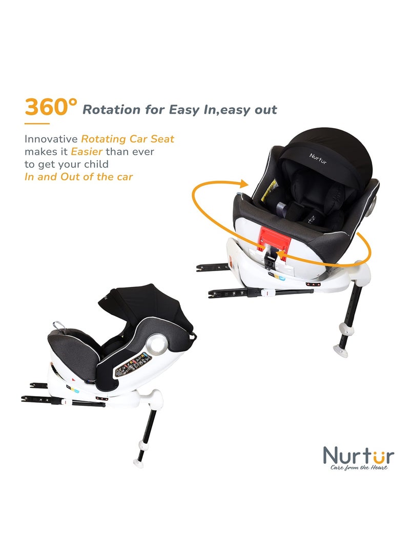 نورتر مقعد سيارة ليبرتي بيبي للأطفال 4 في 1 مع دوران 360 درجة ودعم للساق، آيزوفيكس، مسند رأس قابل للتعديل 10 مستويات مع مظلة - Image 3