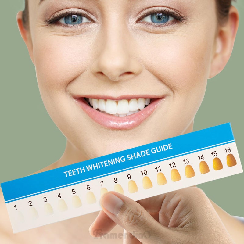 Framendino, 20 Pack Teeth Whitening Shade Guide Paper Tooth Bleaching Chart for Household Oral Care - Image 3