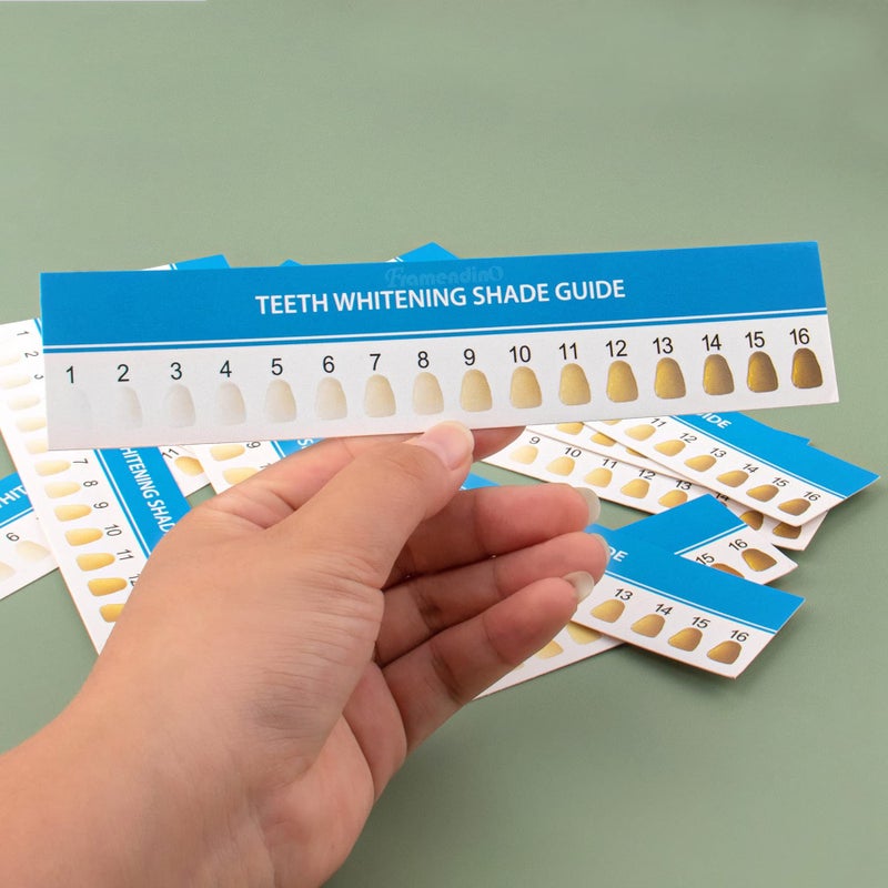 Framendino, 20 Pack Teeth Whitening Shade Guide Paper Tooth Bleaching Chart for Household Oral Care - Image 5