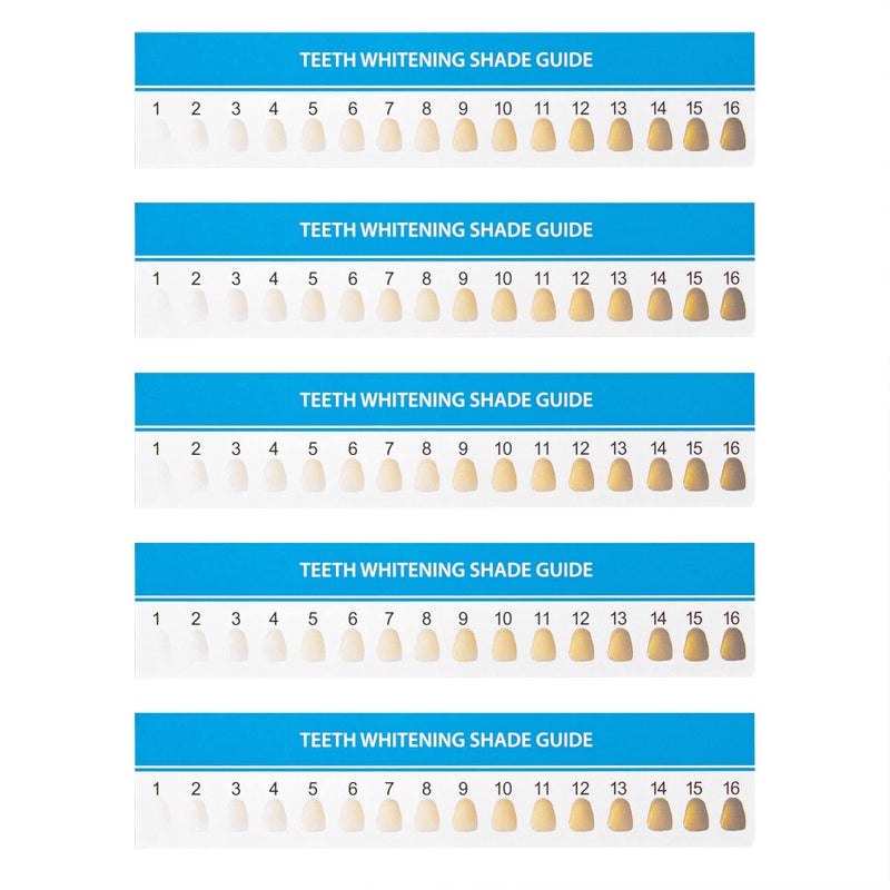 Framendino, 20 Pack Teeth Whitening Shade Guide Paper Tooth Bleaching Chart for Household Oral Care - Image 1