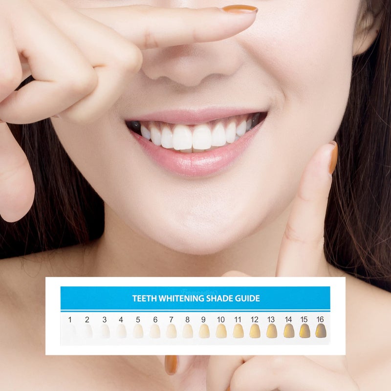 Framendino, 20 Pack Teeth Whitening Shade Guide Paper Tooth Bleaching Chart for Household Oral Care - Image 2