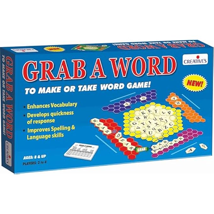 Creative's Grab a Word  Improve Spelling  Language Skills for Kids Learning Board Game for Kids Fun Board Game Children to Build Scoring Words 100 Play Tiles Gift for Kids  Ages 8  Up - Image 1