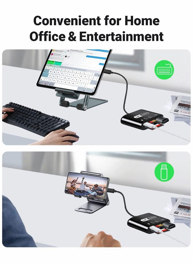 Excefore USB C to SD Card Reader 4 in 1 Type C Micro SD TF Card Reader with USB C Charging Port USB C to USB Camera Memory Card Reader Adapter for MacBook Pro iPad Pro Galaxy S22/S21 and More USB C Devices  - Image 5
