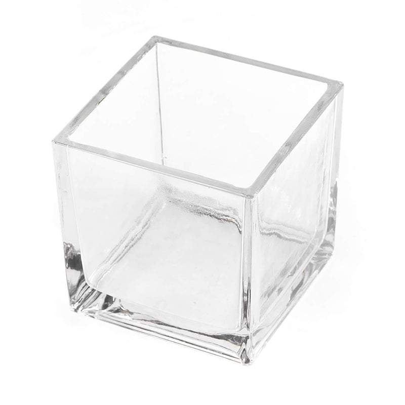 CYS EXCEL Clear Glass Cube Vase 6"x6"x6" | Square Wedding Flower Vase Centerpieces | Cubic Glass Candle Holder - Image 1