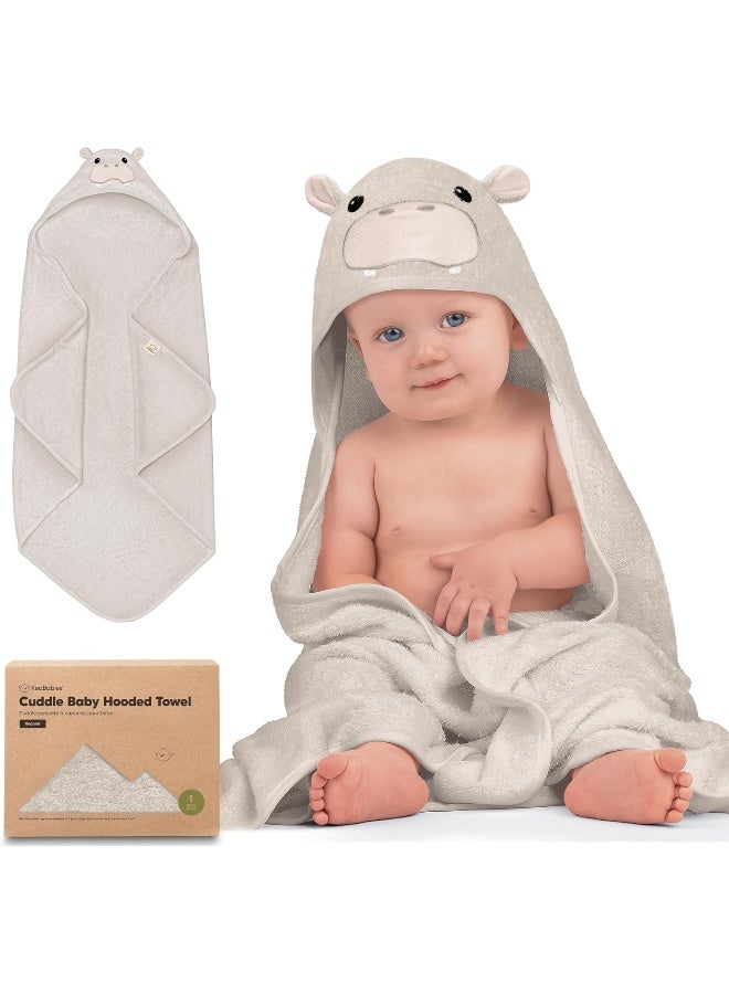 KeaBabies Hooded Baby Towel for Newborn - Viscose Derived from Bamboo Large Baby Bath Towels with Hood for Boys, Girls, Toddler, Extra Absorbent & Soft Newborn Bath Essentials (Hippo, Regular) - Image 1