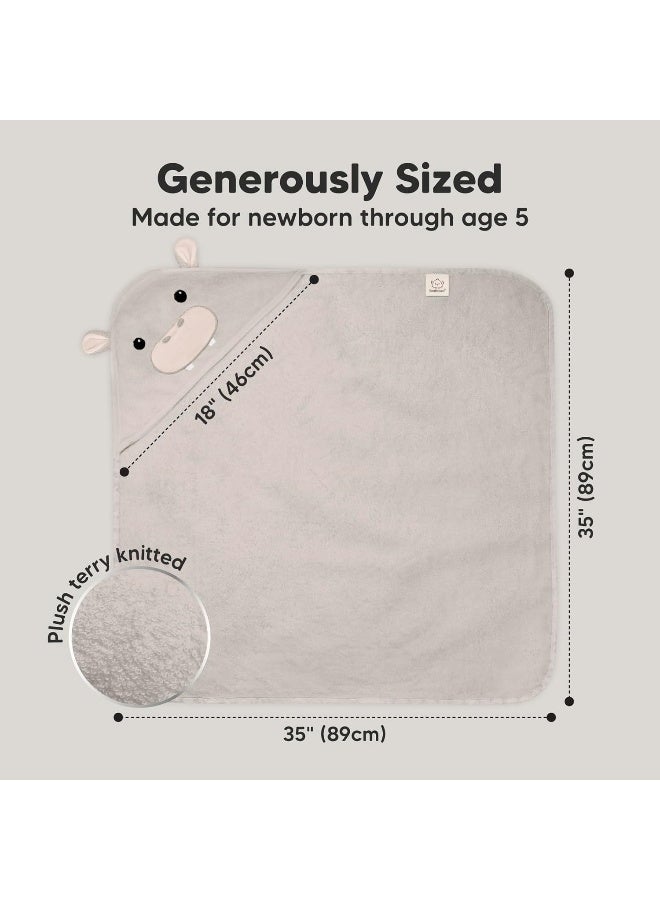 KeaBabies Hooded Baby Towel for Newborn - Viscose Derived from Bamboo Large Baby Bath Towels with Hood for Boys, Girls, Toddler, Extra Absorbent & Soft Newborn Bath Essentials (Hippo, Regular) - Image 3