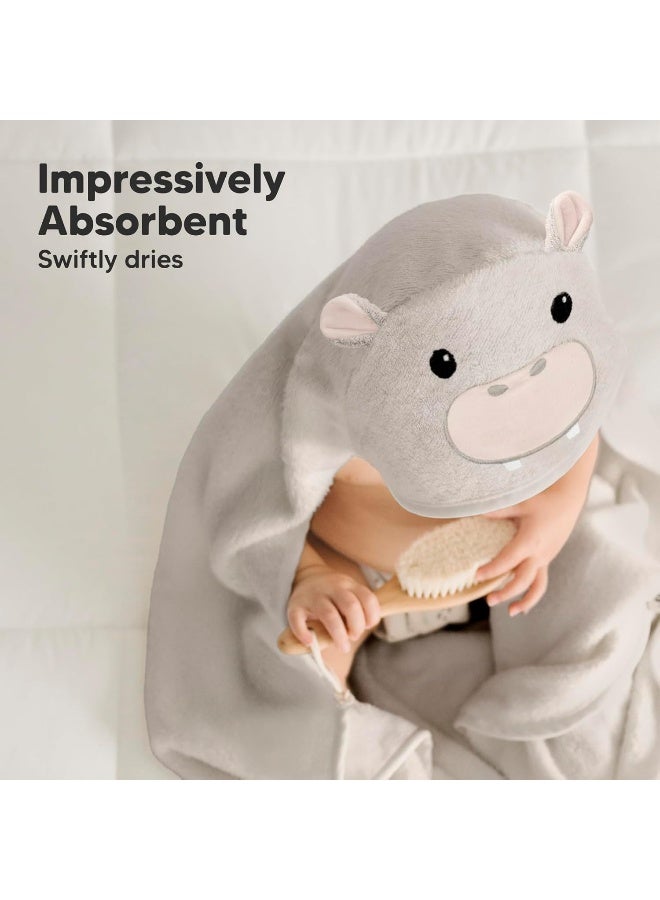 KeaBabies Hooded Baby Towel for Newborn - Viscose Derived from Bamboo Large Baby Bath Towels with Hood for Boys, Girls, Toddler, Extra Absorbent & Soft Newborn Bath Essentials (Hippo, Regular) - Image 4