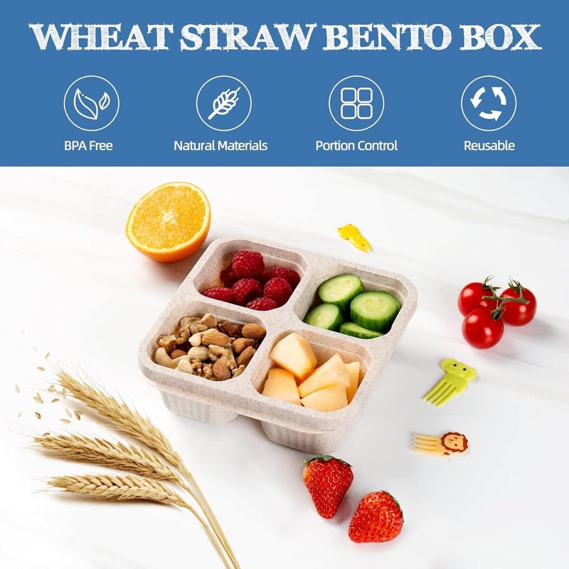 Azonee 4 Pack Snack Containers for Kids Adults, 4 Compartment Bento Snack Box, Reusable Meal Prep Lunch Containers with Compartment, Divided Small Snack Containers Bento Box for Travel Work - Image 3