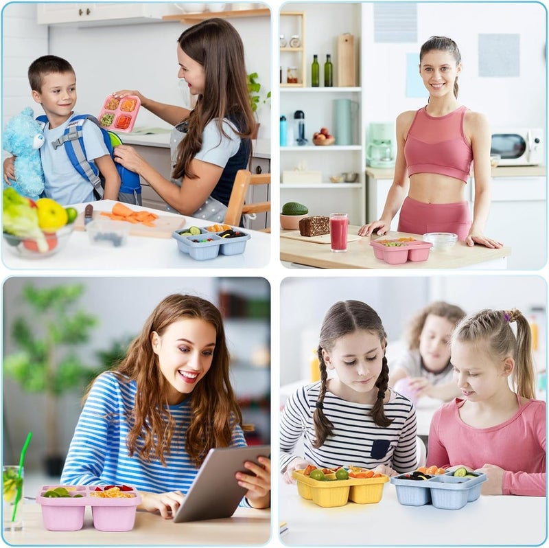 Azonee 4 Pack Snack Containers for Kids Adults, 4 Compartment Bento Snack Box, Reusable Meal Prep Lunch Containers with Compartment, Divided Small Snack Containers Bento Box for Travel Work - Image 5