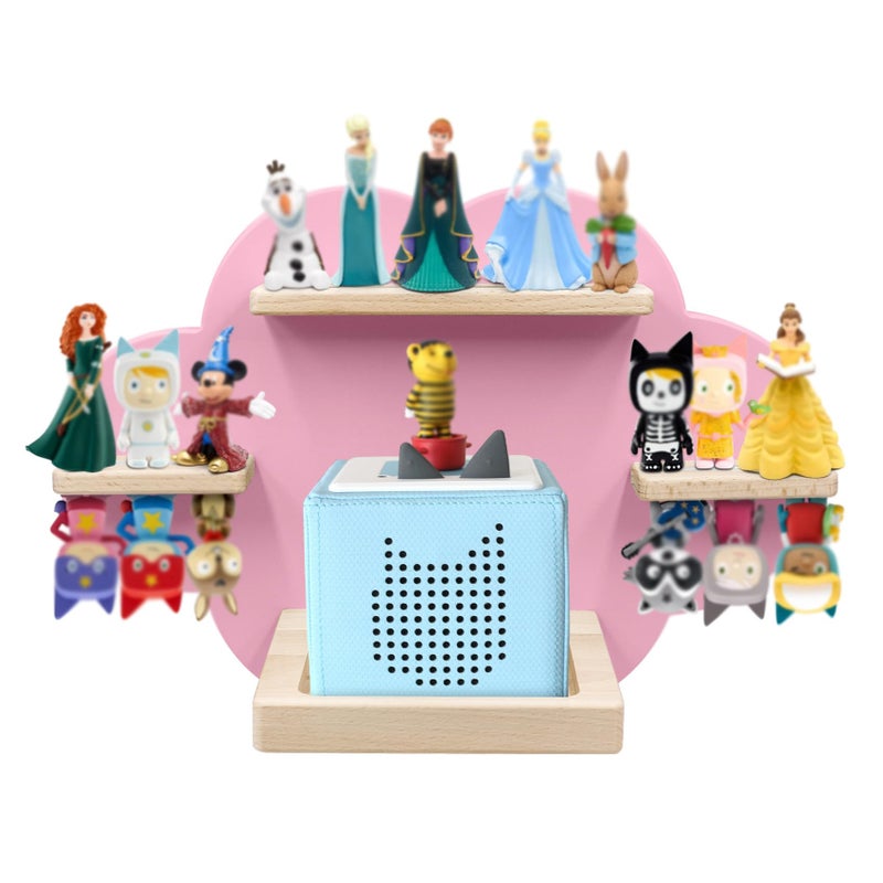 Taladad for TonieBox and Tonie Shelf CloudTonies Storage for 1220 Tonie Figures Characters Magnetic Wall Shelf for Tonies Toniebox Charging Station Pink