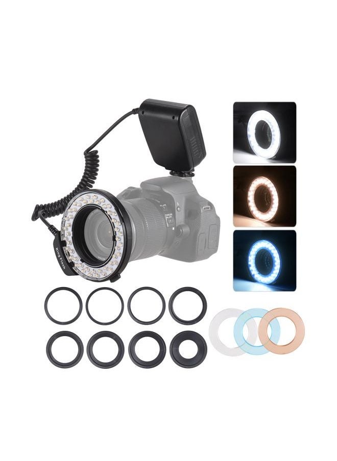 NIBEMINENT 46-Piece LED Ring Flash Light Power Control With Diffusers and Adapter Rings Black  - Image 2