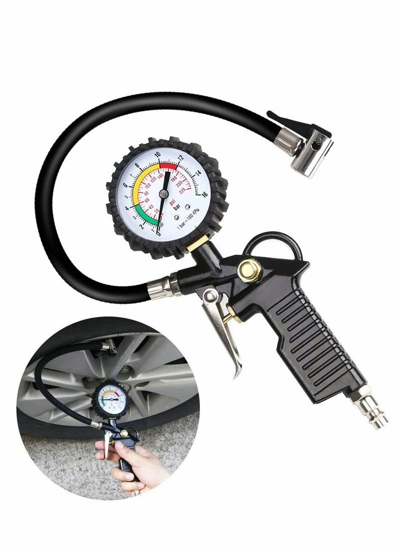 Excefore Tyre Pressure Gauge 220 PSI Inflator with Air Compressor Valve Chuck for Heavy Duty Car Motorcycle Bicycle  - Image 2