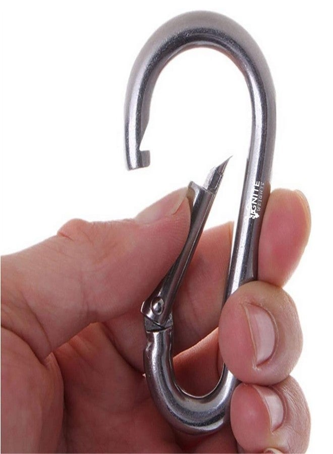 IGNITE WEIGHTS® Heavy Duty, Stainless Steel Carbiner Clip Snaphook-3.16Inch Safety Lock Cable Attachment, Keychain, Hook Swing Connector, (Silver) Pack of 6 - Image 4