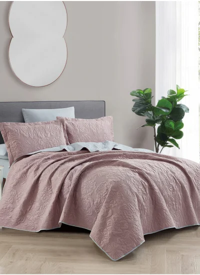 Donetella Bedspread Coverlet Set 3-Pcs Single Size Bed Fits(120 X 200 Cm) Soft Luxurious Reversible Compressed Comforter With Fitted Sheet Pillow Sham And Pillowcases,