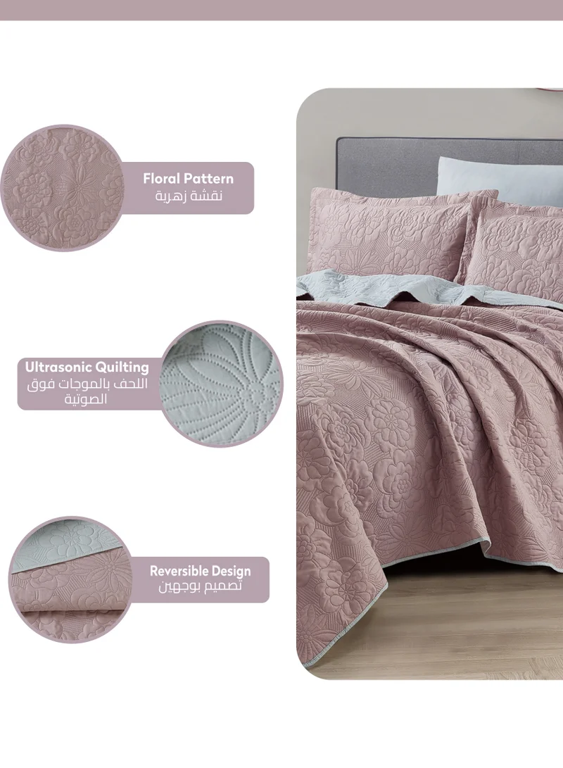 Donetella Bedspread Coverlet Set 3-Pcs Single Size Bed Fits(120 X 200 Cm) Soft Luxurious Reversible Compressed Comforter With Fitted Sheet Pillow Sham And Pillowcases,