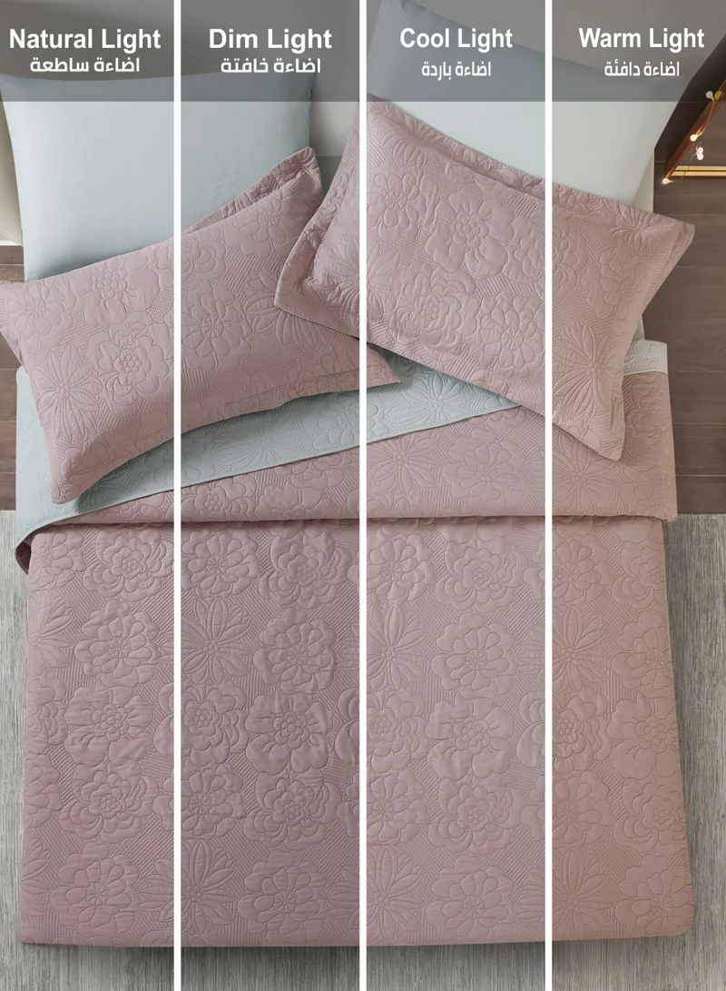 Donetella Bedspread Coverlet Set 3-Pcs Single Size Bed Fits(120 X 200 Cm) Soft Luxurious Reversible Compressed Comforter With Fitted Sheet Pillow Sham And Pillowcases,