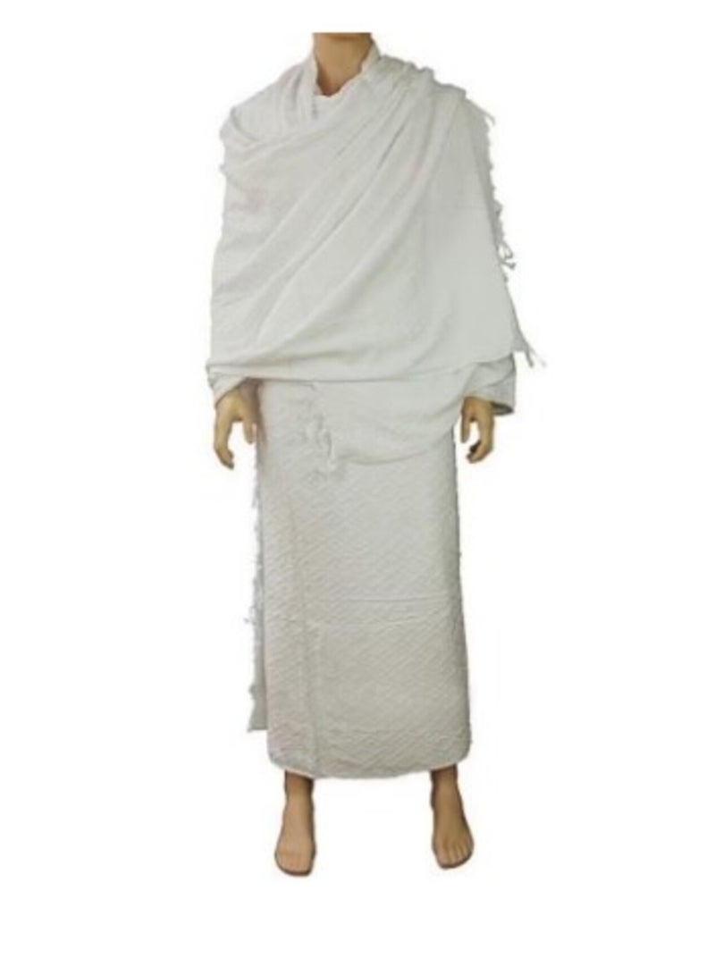 FULL JOY Ihram 2-Piece Hajj And Umrah Religious Cloth For Men , White - Image 1
