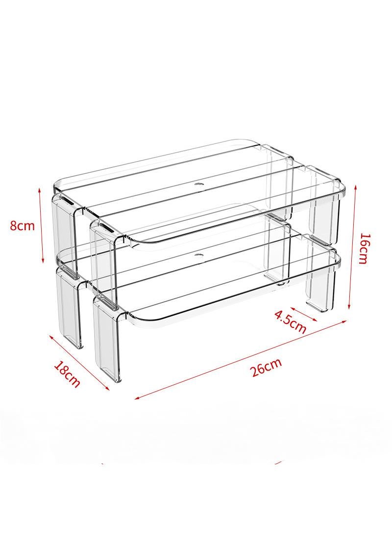Bluejw Stackable Organizer Holder For Fridge,Cabinet Shelf,Kitchen Pantry Organization And Storage,Plastic Layered Racks,Stackable Refrigerator Tiered Shelf - Image 1