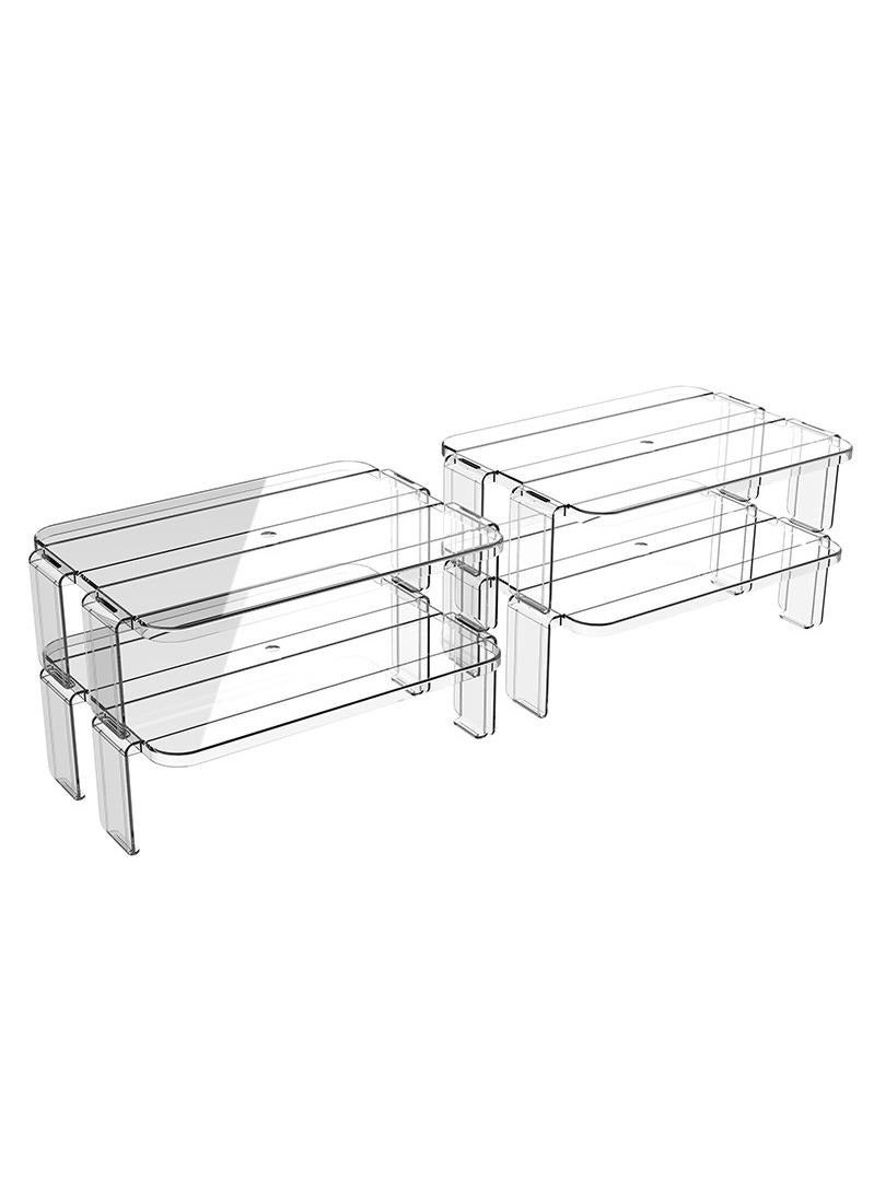 Bluejw Stackable Organizer Holder For Fridge,Cabinet Shelf,Kitchen Pantry Organization And Storage,Plastic Layered Racks,Stackable Refrigerator Tiered Shelf - Image 2