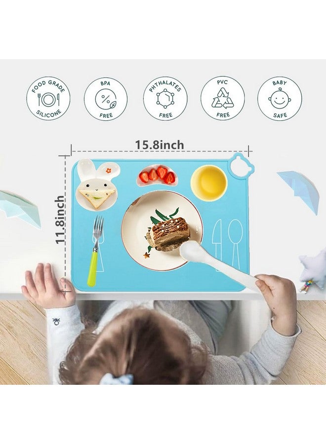 IYYI Silicone Baby Placemat, Kids Placemats for Dining Table, Montessori Place Mat, Waterproof Table Mat for Toddler, Set of 2 (Beige+Powder) - Image 5