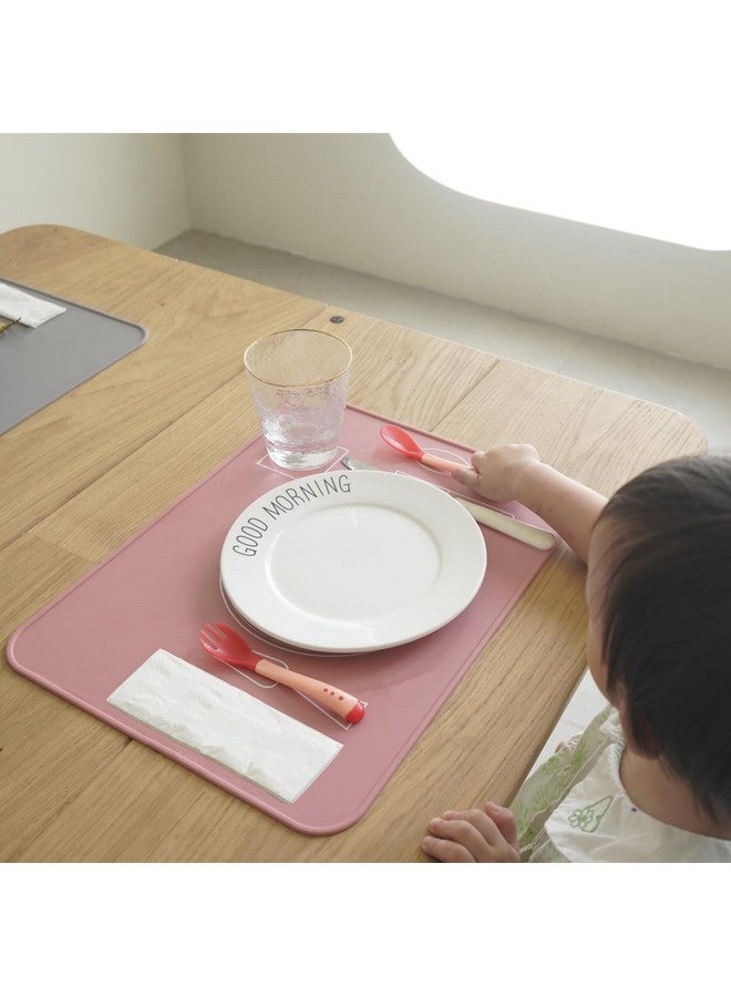 IYYI Silicone Baby Placemat, Kids Placemats for Dining Table, Montessori Place Mat, Waterproof Table Mat for Toddler, Set of 2 (Beige+Powder) - Image 3
