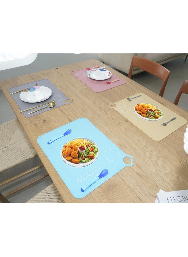 IYYI Silicone Baby Placemat, Kids Placemats for Dining Table, Montessori Place Mat, Waterproof Table Mat for Toddler, Set of 2 (Beige+Powder) - Image 2