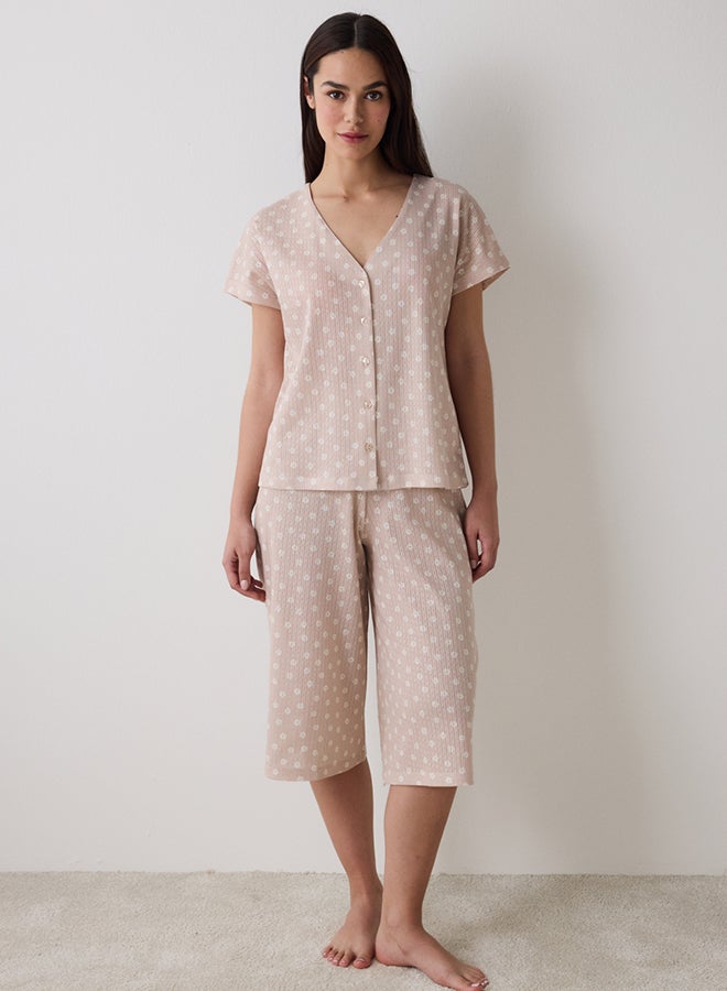 Penti Lucy Pointel Beige Capri Pajama Set - Image 1